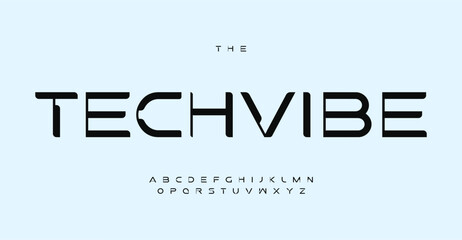 Futuristic abstract typeset, innovative typeface blending sci-fi and techno letters, perfect for high-tech medical and neurology headlines, sophisticated digital logo typography. Vector alphabet