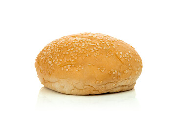 Hamburger bun isolated on a white background with clipping path.