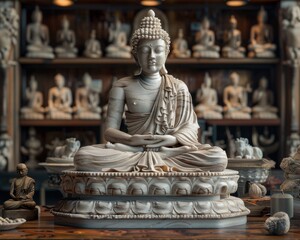 Fototapeta premium Illuminated Enlightenment - Hyper-Realistic 8K Thai Buddha Statue Capturing Mysticism and Serenity