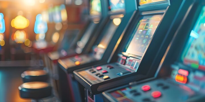 1990sthemed arcade bar with vintage games and retro entertainment. Concept Retro Gaming, Vintage Decor, 1990s Nostalgia, Arcade Bar, Retro Entertainment