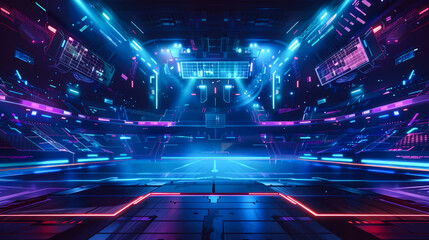 Fototapeta premium decoration futuristic room streamer of gamer