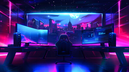 Obraz premium decoration futuristic room streamer of gamer