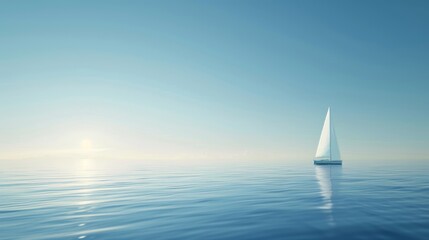 Obraz premium Serenity at Sea Tranquil White Sailboat Sailing on Crystal Blue Waters