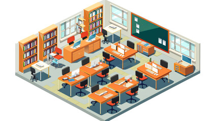 Fototapeta premium 3D isometric of class room