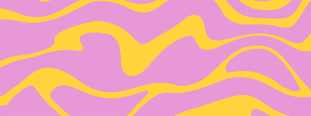 Marble vector texture. Abstract liquid wavy background. Optical illusion motion striped 3d effect. Yellow and lilac colors