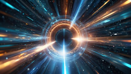 Fototapeta premium Dynamic vortex and glowing stars in deep space, cosmic wormholes and galaxies