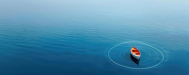 Wide, calm sea with an energy shield protecting a lone boat, illustrating security in solitude
