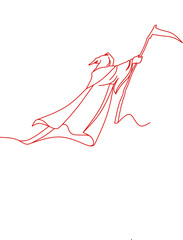 Grimreaper outline drawing vector illustration 