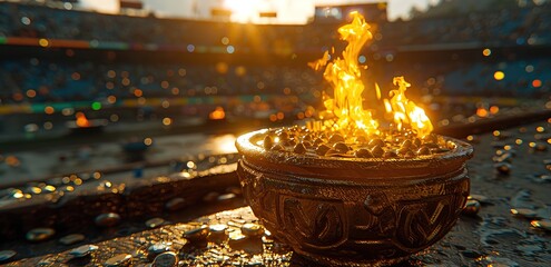  illustration of a torch burning in the stadium