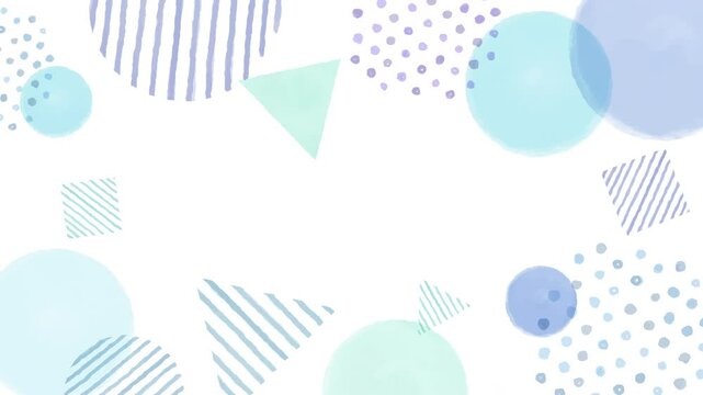Watercolor geometric pattern. Hand-drawn animation. blue graphic background material.(116)