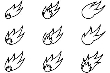 Fireball Line Art Design Illustration Torch Hand Drawing