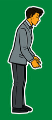 A Cartoon Man In A Suit Sticker Vector Illustration