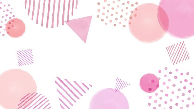 Watercolor geometric pattern. Hand-drawn animation. pink graphic background material.(116)