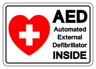 AED Automated External Defibrillator Inside Symbol Sign, Vector Illustration, Isolate On White Background Label .EPS10