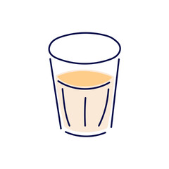 Glass of milk in line art. Dairy product design for grocery shop. Vector illustration isolated on a white background.
