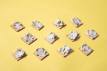 Cheese spread on crackers