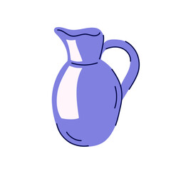 Jug of milk in flat. Vintage dairy icon. Vector illustration isolated on a white background.