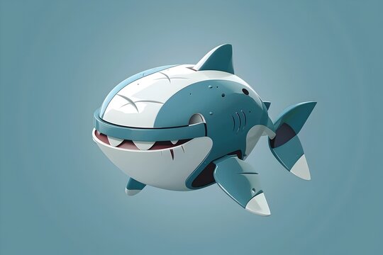Abstract Robotic Shark 3D Cartoon Mascot Logo