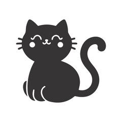 A cute cat silhouette vector illustration, cat with a eyes	