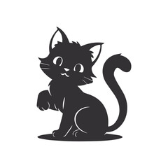 A cute cat silhouette vector illustration, cat with a eyes	