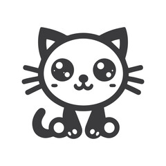 A cute cat silhouette vector illustration, cat with a eyes	