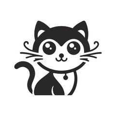 A cute cat silhouette vector illustration, cat with a eyes	