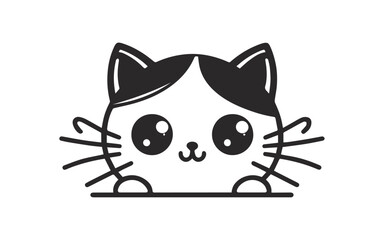 A cute cat silhouette vector illustration, cat with a eyes	