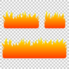 Fire. A template for the text. Fire frame for text.