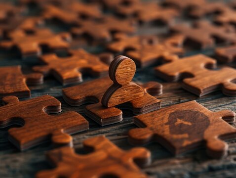 Jigsaw Puzzle Piece Representing a Person, The Concept of Fitting Parts of Identity Together, A Metaphor for Self-Discovery and Personal Growth