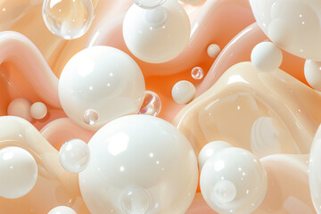 Abstract background with three-dimensional geometric shapes in peach color