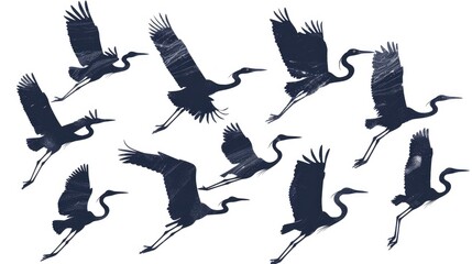 Obraz premium Silhouettes of birds in flight