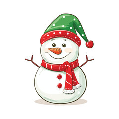 a snowman with a hat and a santa hat