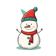 a snowman with a hat and a santa hat