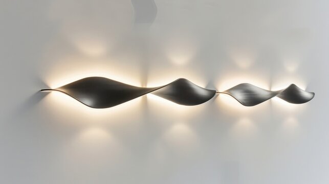 Stylish and modern lighting fixtures designed to enhance the display of artworks, with adjustable brightness and sleek design, on an isolated white background