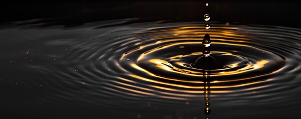 a drop of water dripping on a puddle creates waves