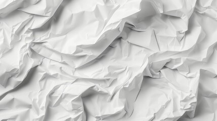 Obraz premium A meticulously crumpled sheet of white paper capturing every ripple and bump AI generated illustration