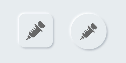 Inject solid icon in neomorphic design style. Medicine signs vector illustration.