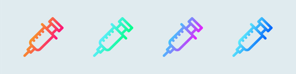 Inject line icon in gradient colors. Medicine signs vector illustration.