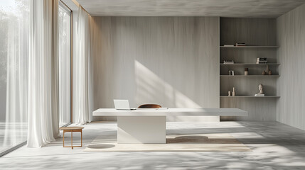 Minimalist Office with Large Window & Natural Light in Modern Home