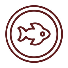 Fish Vector Line Maroon Icon Design