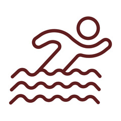 Swimming Vector Line Maroon Icon Design