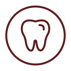 Tooth Vector Line Maroon Icon Design