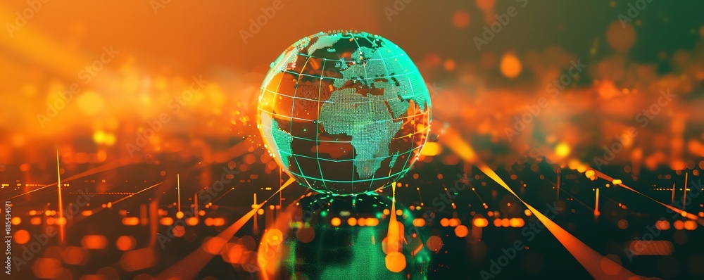 Wall mural a digital globe made from advanced technology with a blur effect background