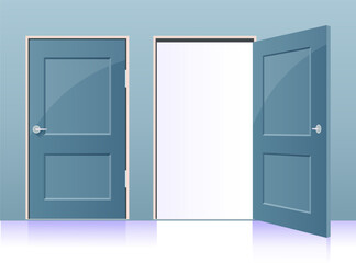 Door Panel in Open and Close Position - Stock Illustration