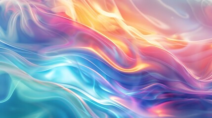 Fototapeta premium Abstract Background with Vibrant Iridescent Waves in Pastel Colors