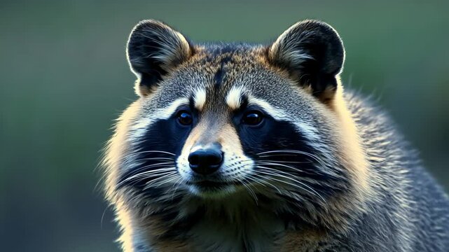 Intense Gaze of a Raccoon in Natural Setting