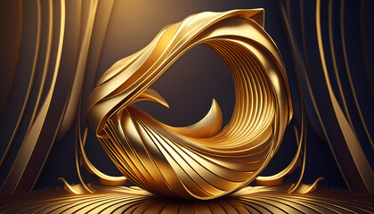 abstract gold shape dark background rendered luxurious feel