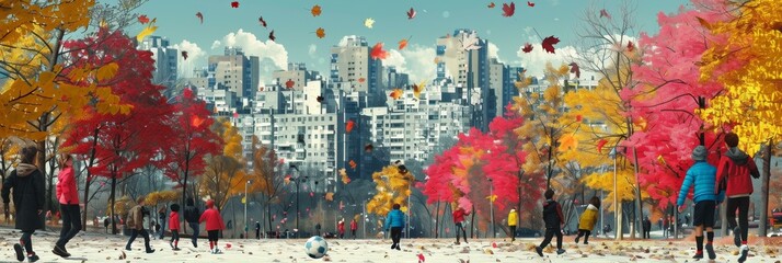 Naklejka premium Colorful Autumn Scene in New York City
