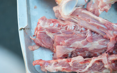 Fresh market pork legs and bones for cooking