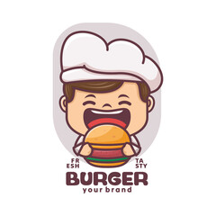 burger chef cartoon mascot design
